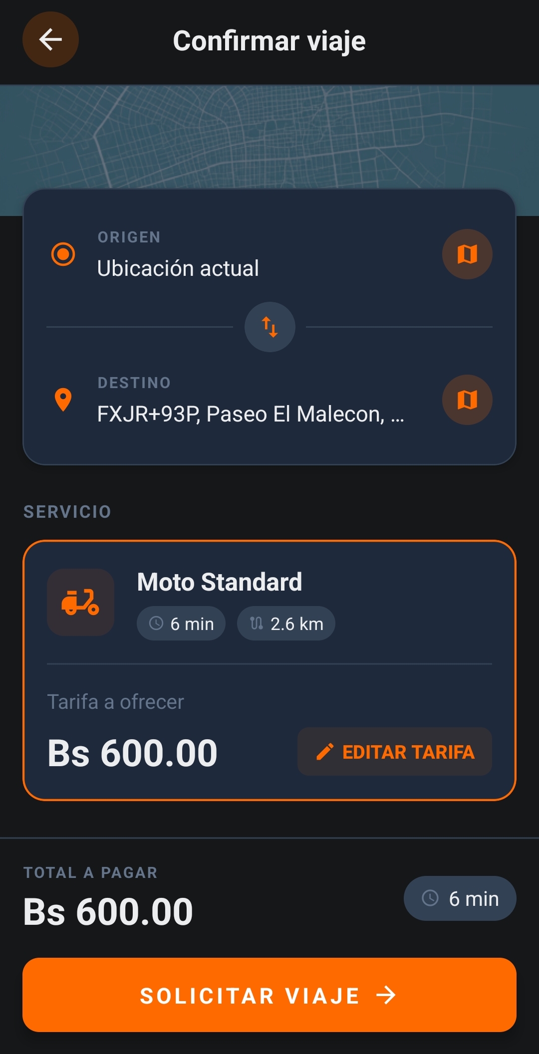 Captura de pantalla de la app Flashy mostrando el mapa de Puerto Cabello con conductores disponibles cerca